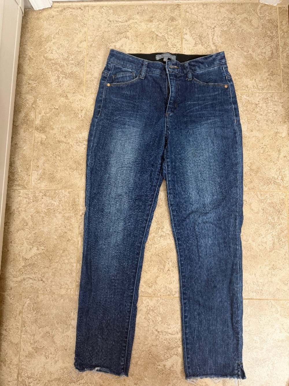 Wit & Wisdom Straight Dark Wash Jeans with Raw Hem (6)
